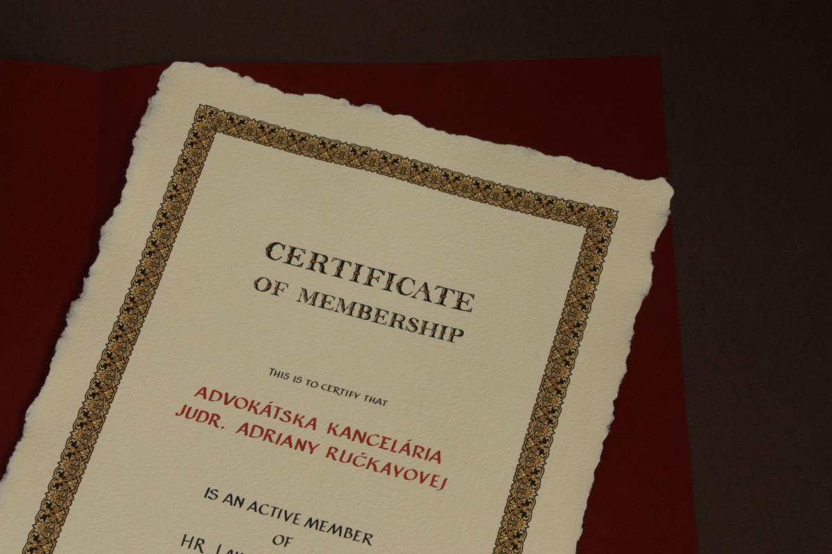 Karneol K-01.P-02.01 • Certyfikat zawodowy. Pismo kaligraficzne.