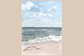Karneol K-08.P-02.03 • Ilustracje ręczne. Pusta plaża. Akwarela.