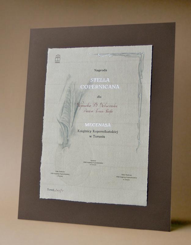 Karneol 01.02.08 • Nagroda Książnicy Kopernikańskiej na papierze czerpanym włoskim