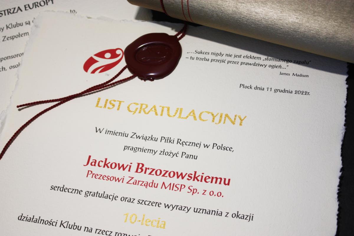 Karneol 01.05.12 • List Gratulacyjny z okazji jubileuszu wykonany na papierze czerpanym