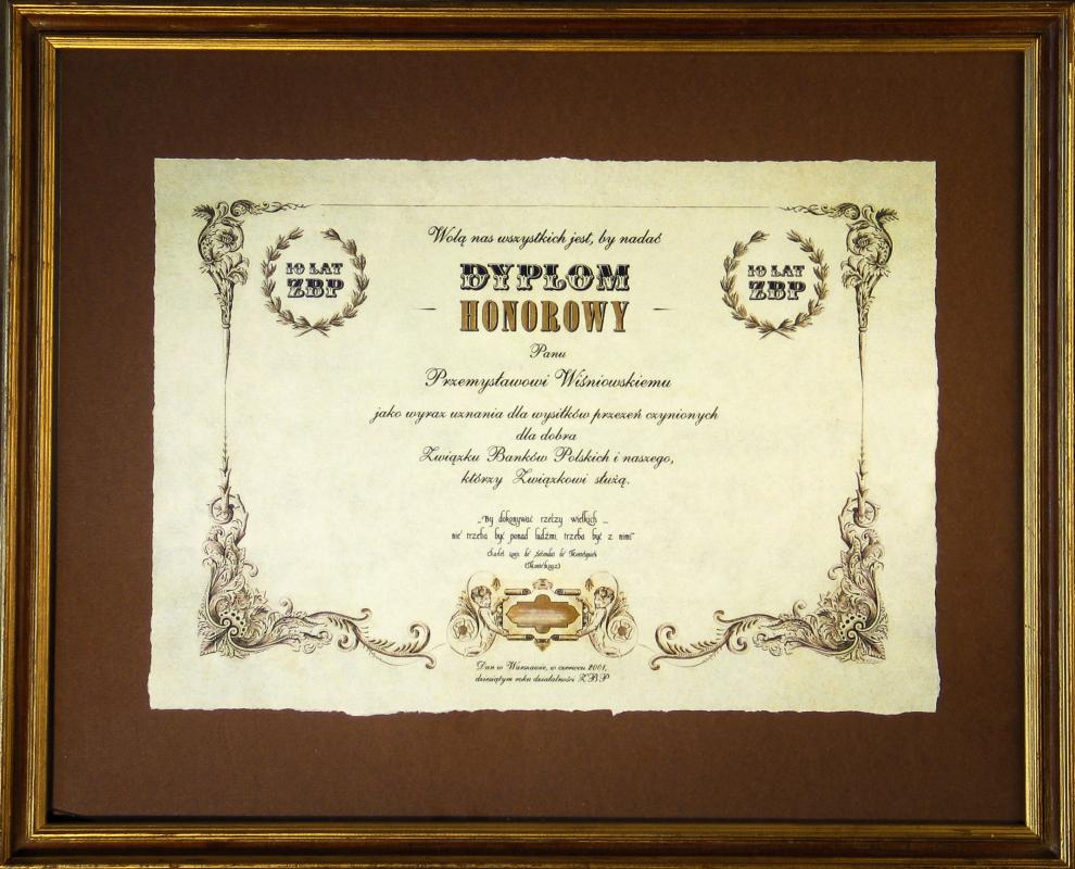 Karneol Nr 01.10 • Dyplom Honorowy. Stylowa bordiura. Druk na papierze czerpanym.