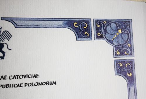 Karneol Nr 01.07 • Akt nadania tytułu doktora honoris causa. Ręcznie wykonane zdobienia i złocenia.