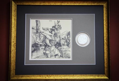 Nr 02.01 • Oprawa ryciny i monety w ramę z drewna. Podwójne passe partout z efektem przestrzennym. Karneol Nr 02.01 • Oprawa ryciny i monety w ramę z drewna. Podwójne passe partout z efektem przestrzennym.