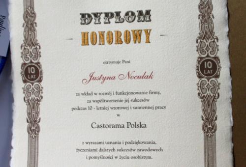 Karneol K-01.P-03.02 • Dyplom Honorowy. Jubileusz pracy na papierze czerpanym.
